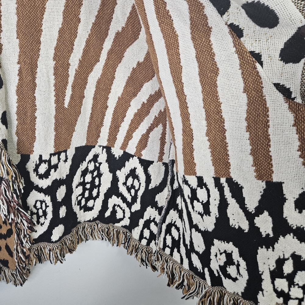 VTG Bronco Billy's Tapestry Fringe Vest Animal Print Pattern Play Safari Western - Picture 6 of 9
